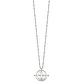 Sterling Silver E-Coating Movable/Spin Cross 16in With 2in ext Necklace